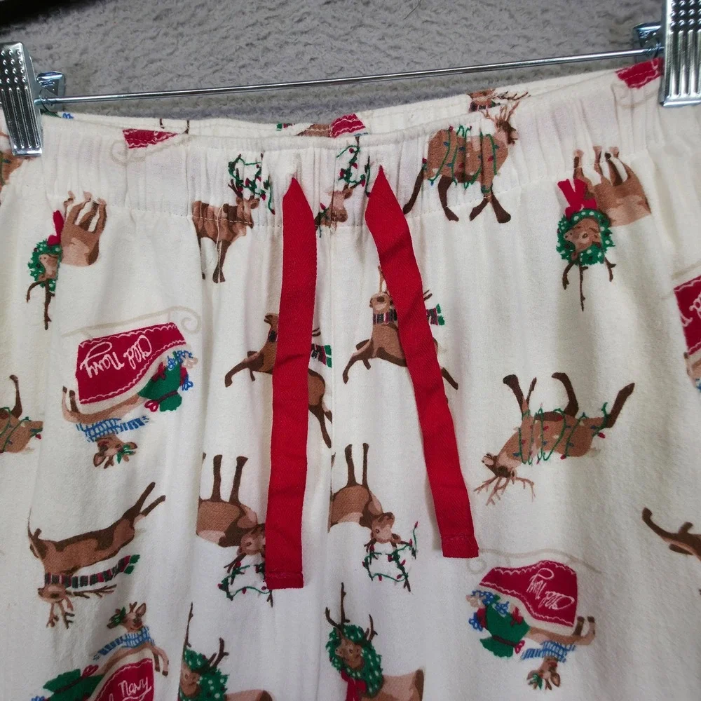 Old Navy Pajama Pants Womens M White Christmas Holiday Reindeer Gifts Loungewear